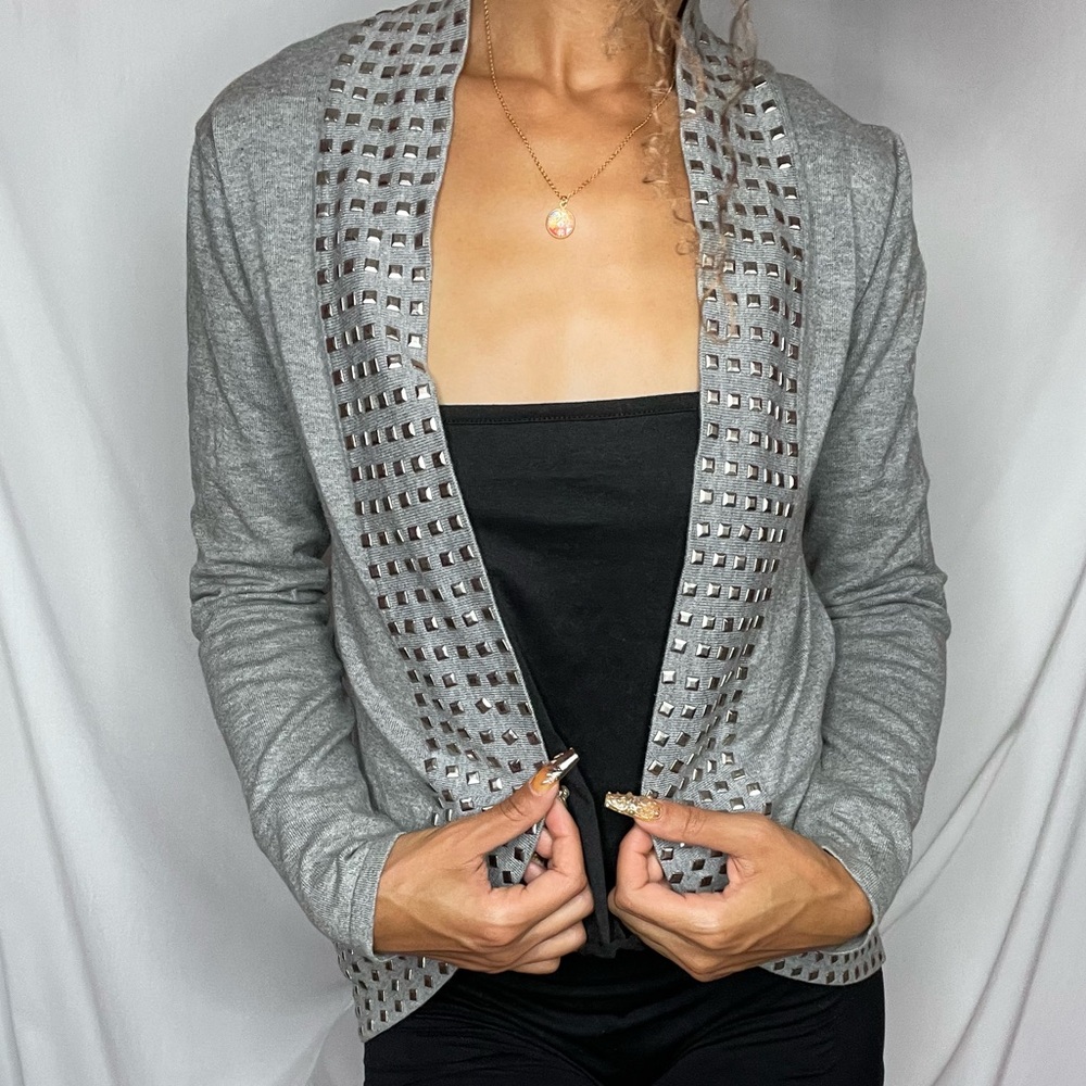 Gray studded sweater